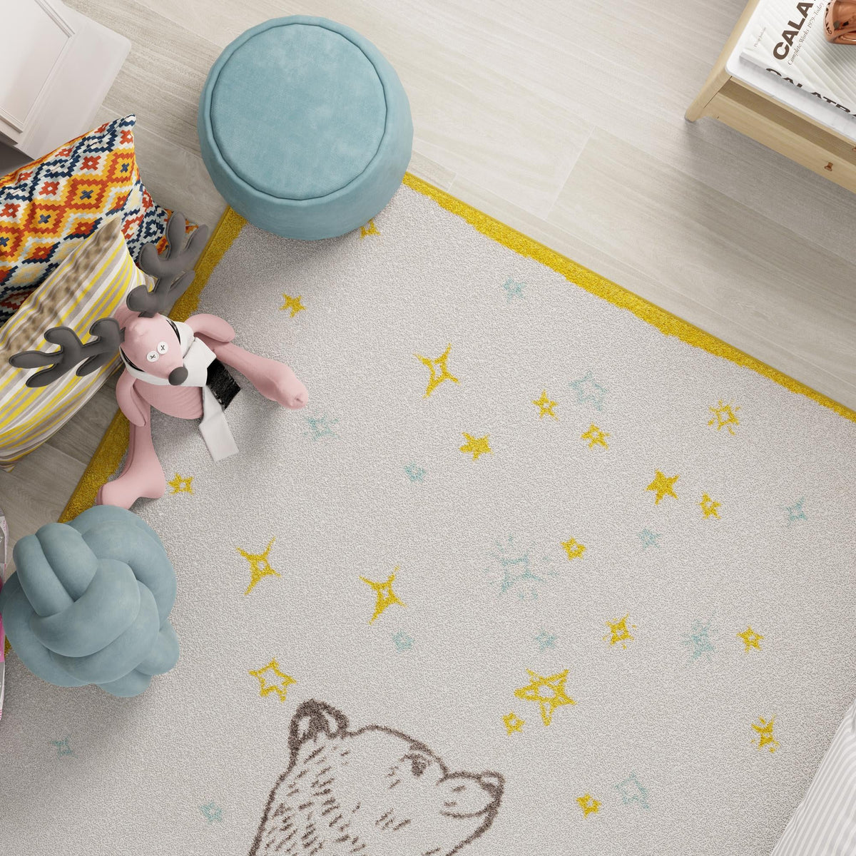 Playful Patterns Collection Area Rug -  Pixie Rectangle Ivory and Gray  lifestyle 19
