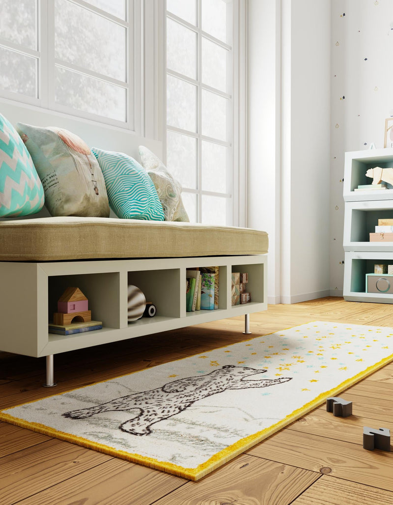 Playful Patterns Collection Area Rug -  Pixie Runner Ivory and Gray  lifestyle 27
