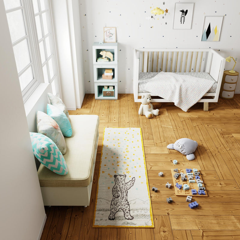 Playful Patterns Collection Area Rug -  Pixie Runner Ivory and Gray  lifestyle 50