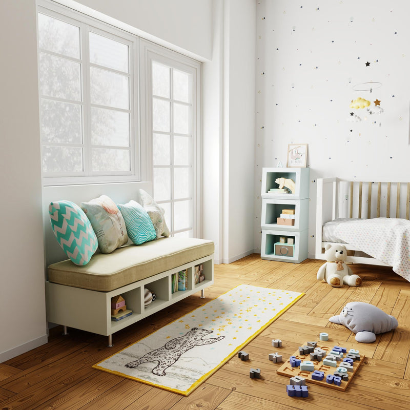 Playful Patterns Collection Area Rug -  Pixie Runner Ivory and Gray  lifestyle 51