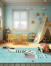 Playful Patterns Collection Area Rug -  Vibrant Rectangle Teal  lifestyle 3