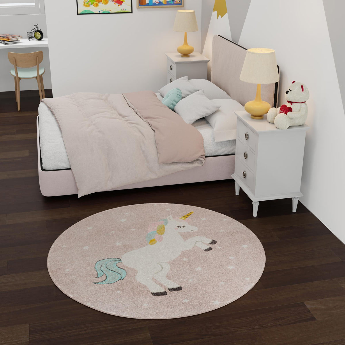 Playful Patterns Collection Area Rug -  Tangle Round Pink  lifestyle 46