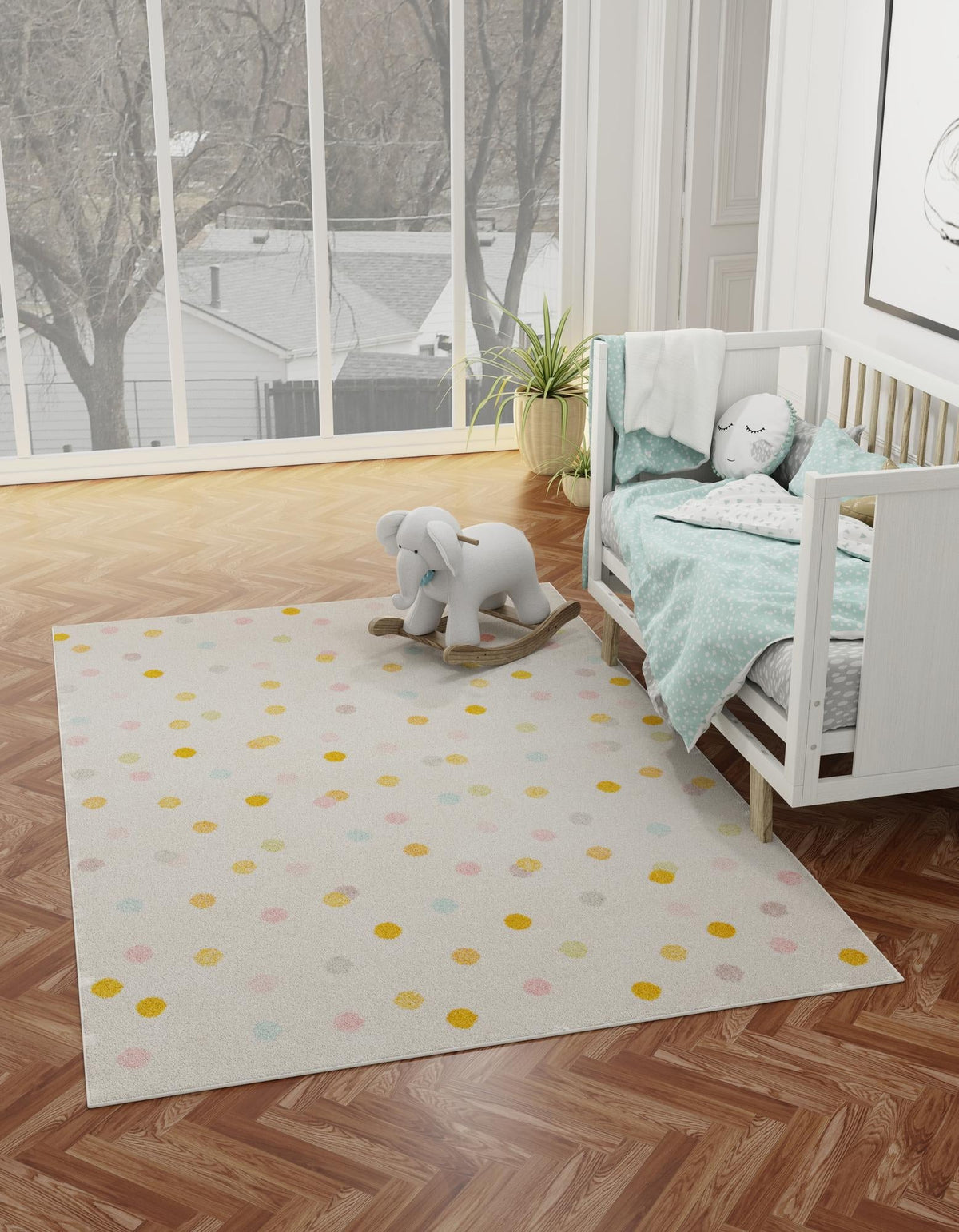 Playful Patterns Collection Area Rug -  Fable Rectangle Ivory  lifestyle 2