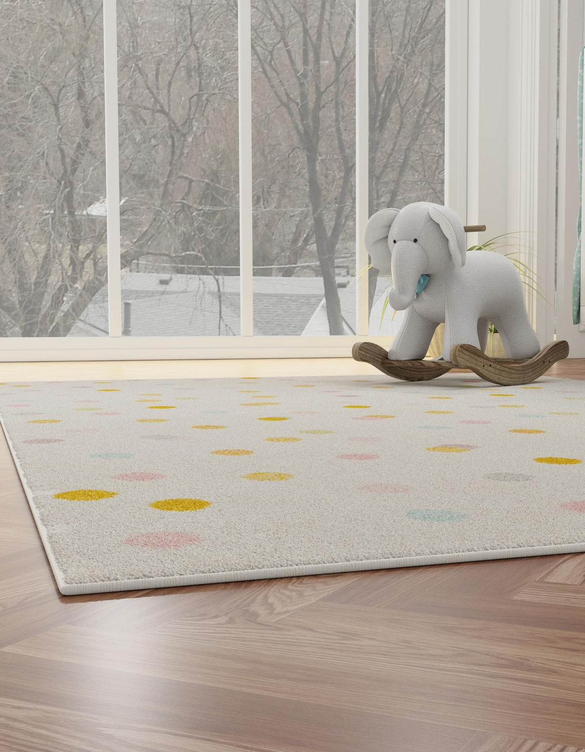Playful Patterns Collection Area Rug -  Fable Rectangle Ivory  lifestyle 3