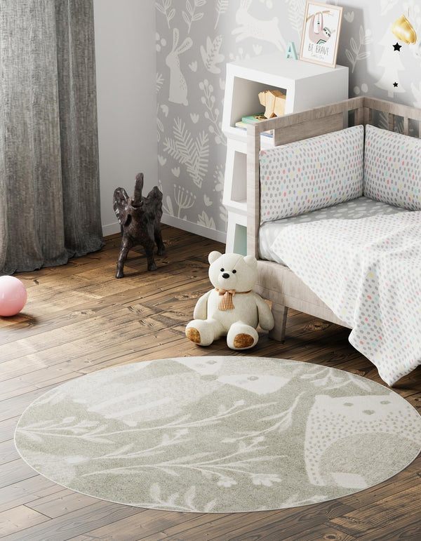 Playful Patterns Collection Area Rug -  Quirky Round Gray  lifestyle 20