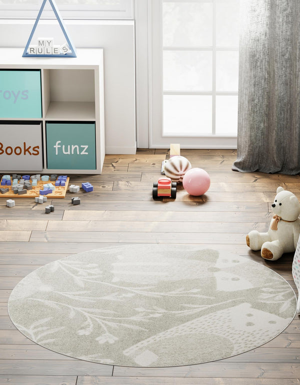 Playful Patterns Collection Area Rug -  Quirky Round Gray  lifestyle 22