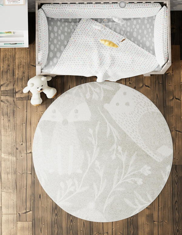Playful Patterns Collection Area Rug -  Quirky Round Gray  lifestyle 24