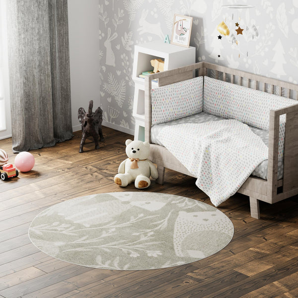 Playful Patterns Collection Area Rug -  Quirky Round Gray  lifestyle 46