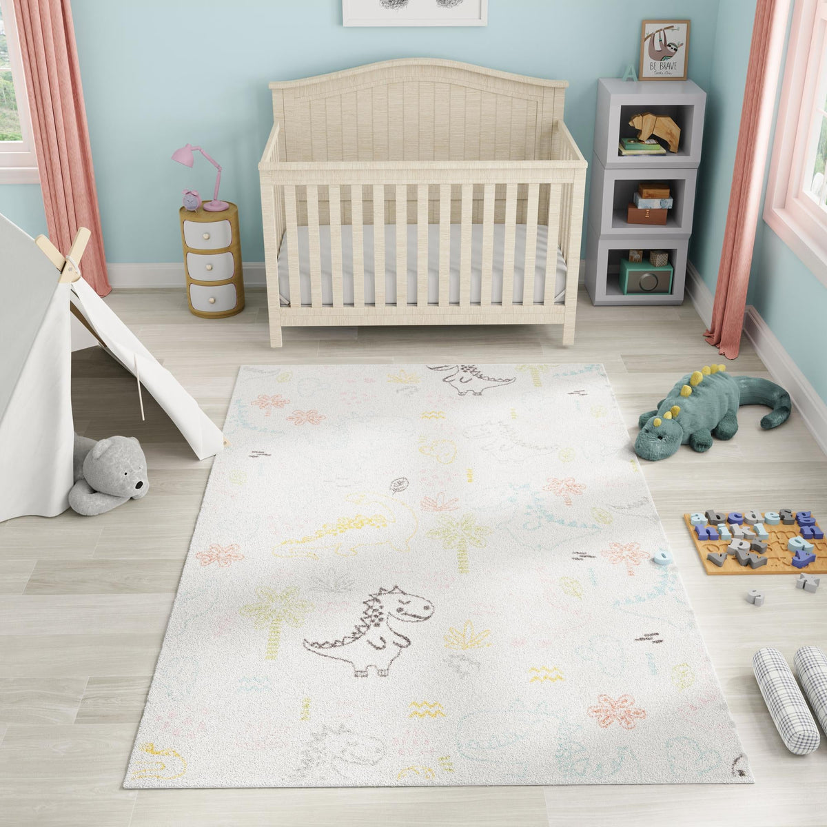 Playful Patterns Collection Area Rug -  Abstracta Rectangle Ivory  lifestyle 15