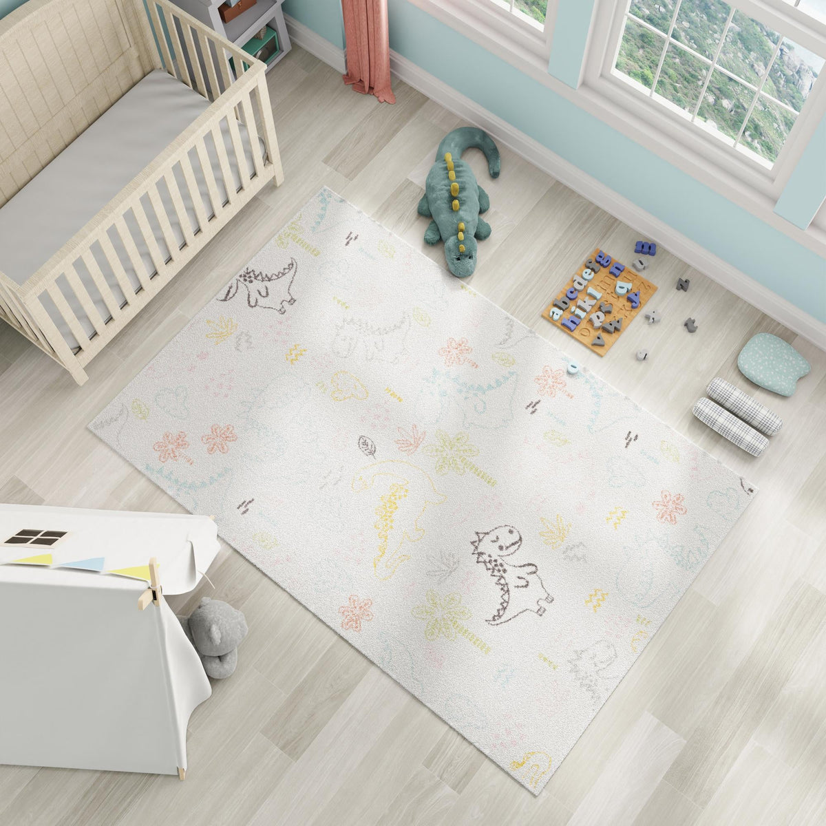 Playful Patterns Collection Area Rug -  Abstracta Rectangle Ivory  lifestyle 17