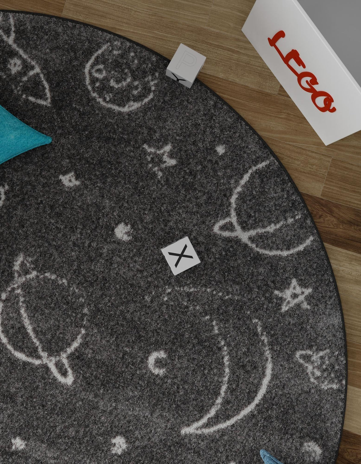 Wonder Tykes Collection Area Rug -  Jigsaw Round Gray  lifestyle 54