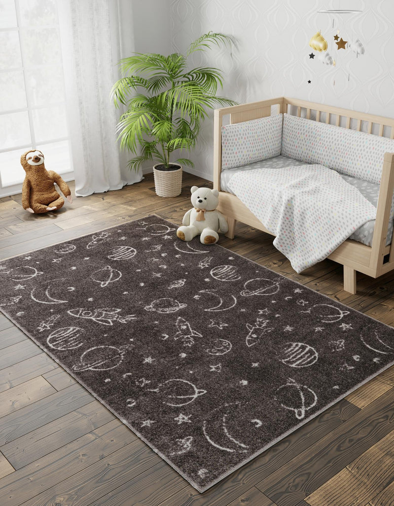 Playful Patterns Collection Area Rug -  Jigsaw Rectangle Gray  lifestyle 6