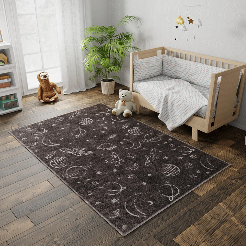 Playful Patterns Collection Area Rug -  Jigsaw Rectangle Gray  lifestyle 32