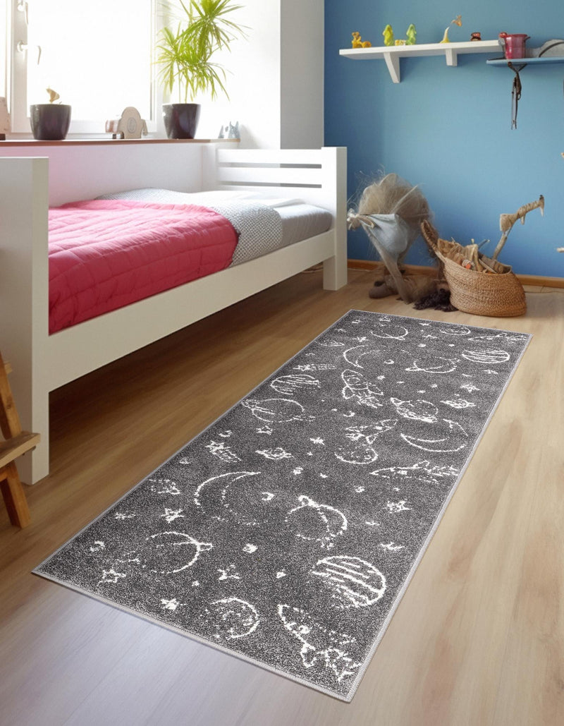 Playful Patterns Collection Area Rug -  Jigsaw Runner Gray  lifestyle 42