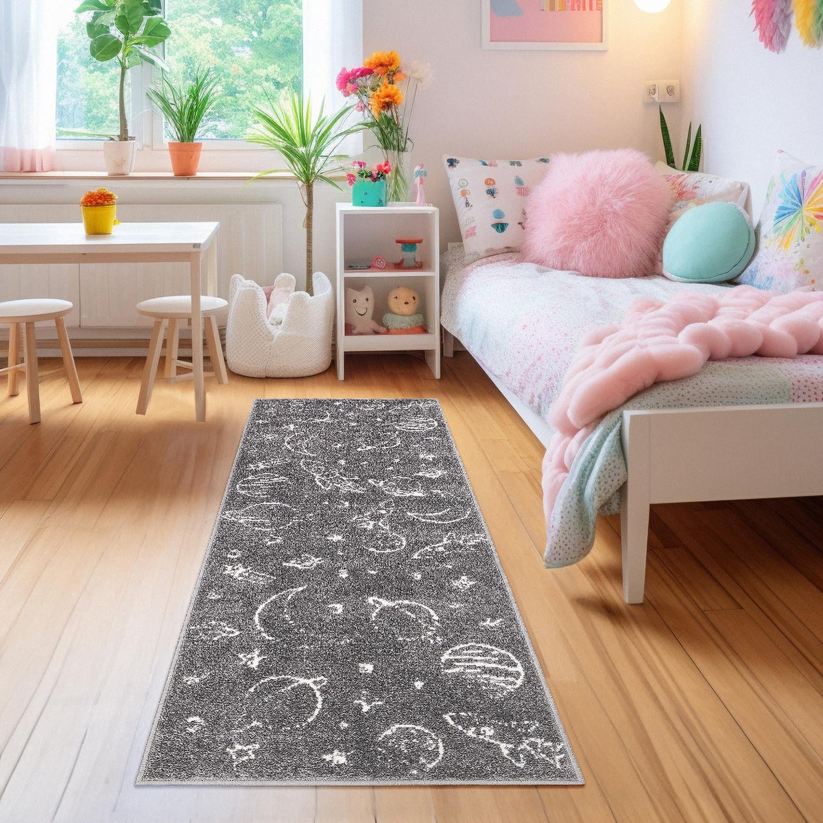 Playful Patterns Collection Area Rug -  Jigsaw Runner Gray  lifestyle 73