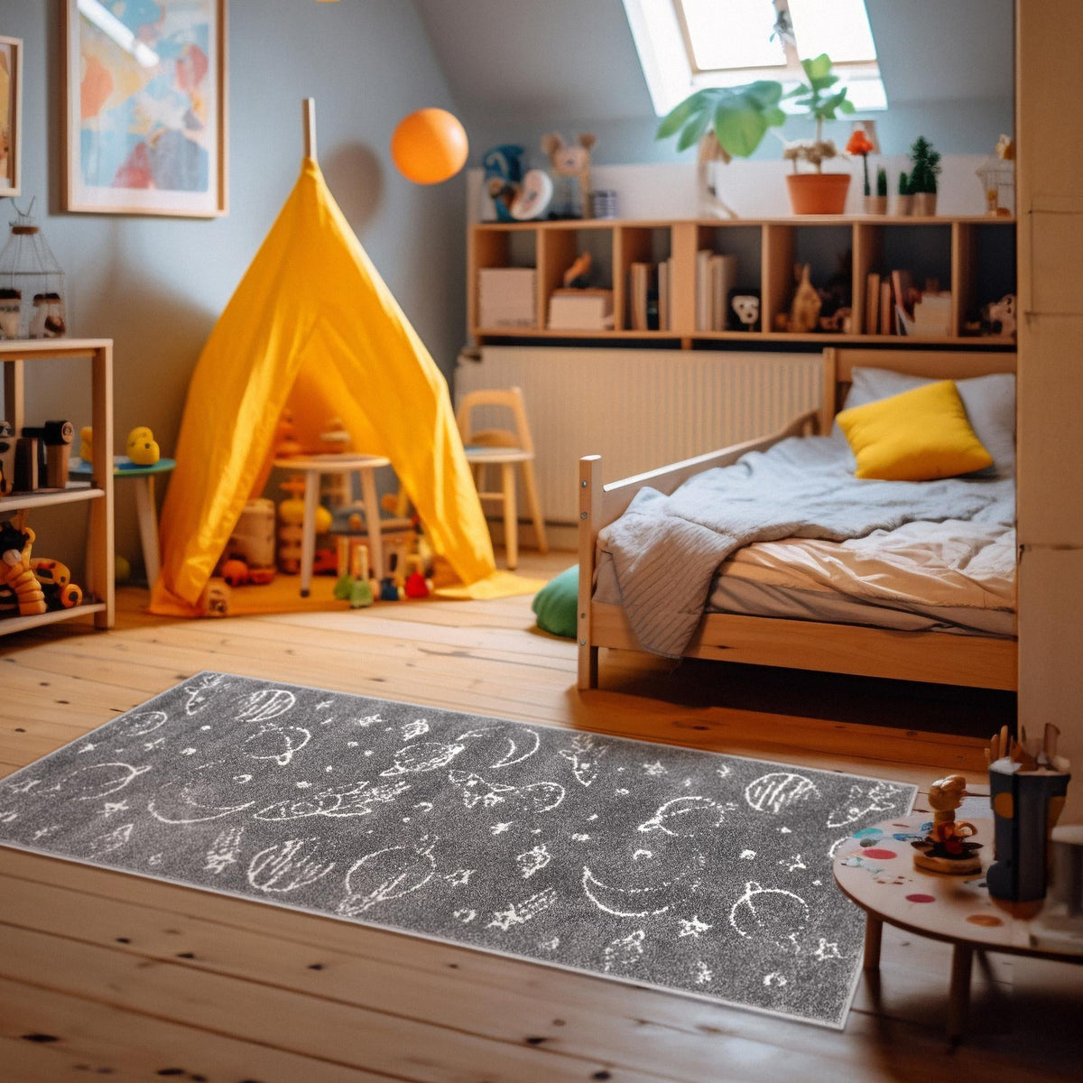 Playful Patterns Collection Area Rug -  Jigsaw Runner Gray  lifestyle 77