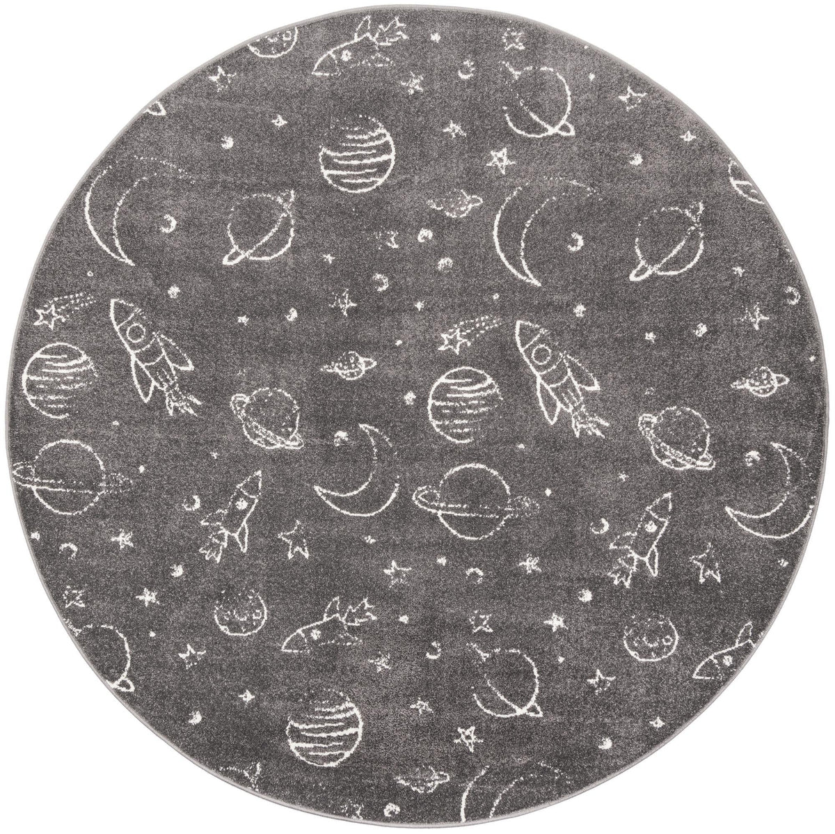 Playful Patterns Collection Area Rug -  Jigsaw Round Gray  lifestyle 37