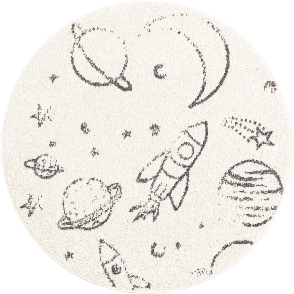 Playful Patterns Collection Area Rug -  Jigsaw Round Ivory  lifestyle 35
