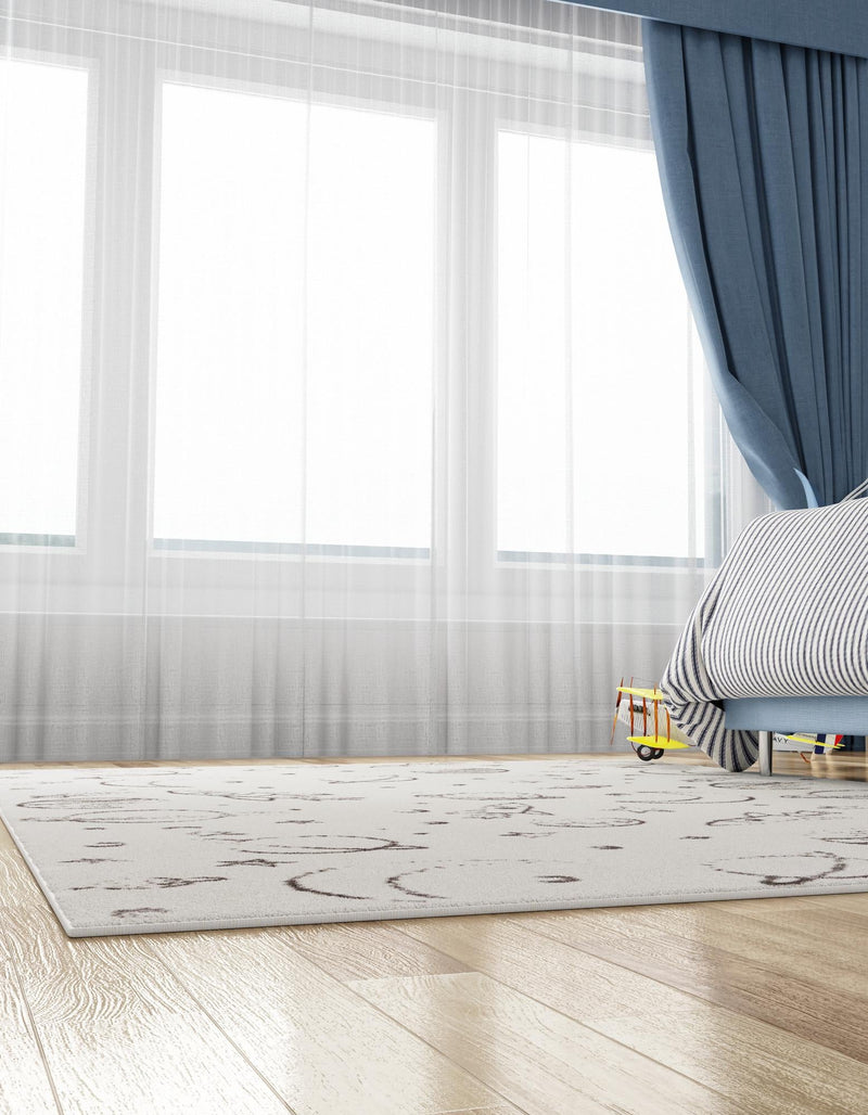 Playful Patterns Collection Area Rug -  Jigsaw Rectangle Ivory  lifestyle 5