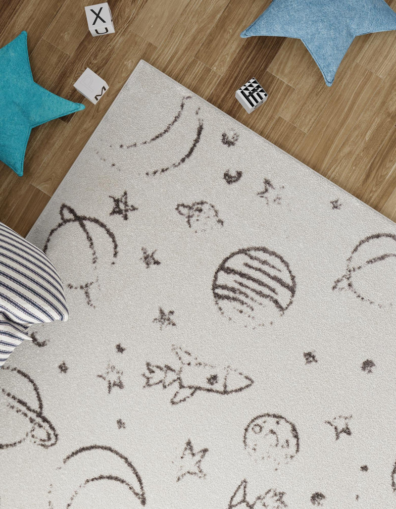 Playful Patterns Collection Area Rug -  Jigsaw Rectangle Ivory  lifestyle 7