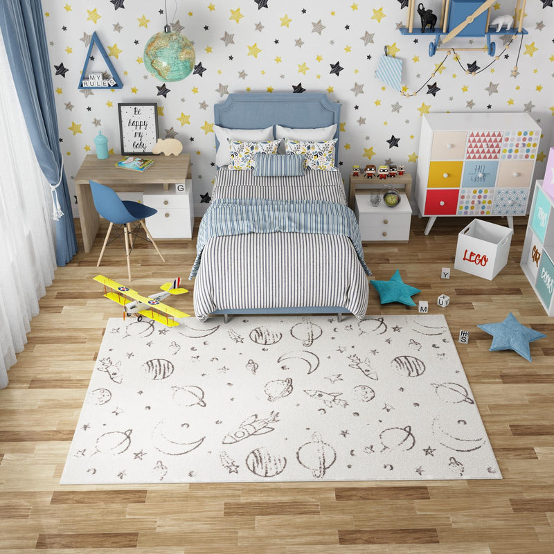 Playful Patterns Collection Area Rug -  Jigsaw Rectangle Ivory  lifestyle 29