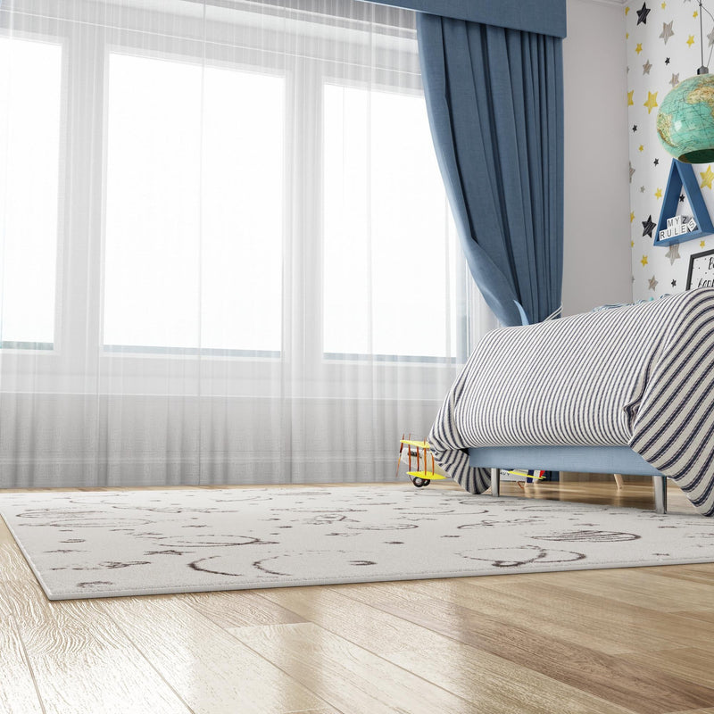 Playful Patterns Collection Area Rug -  Jigsaw Rectangle Ivory  lifestyle 31