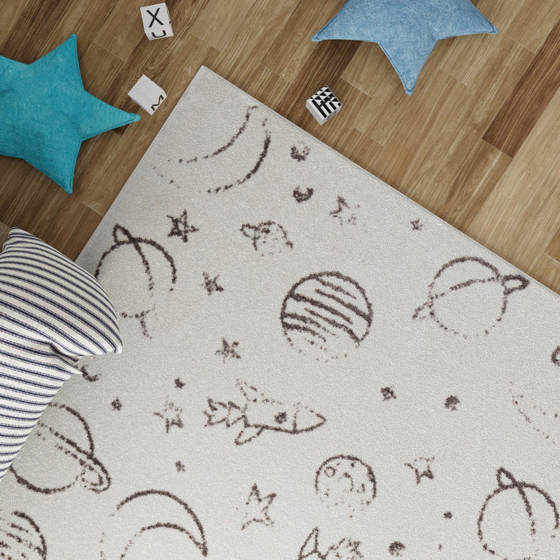 Playful Patterns Collection Area Rug -  Jigsaw Rectangle Ivory  lifestyle 33