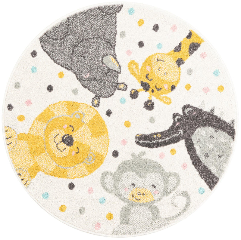 Playful Patterns Collection Area Rug -  Whirlpool Round Ivory Main