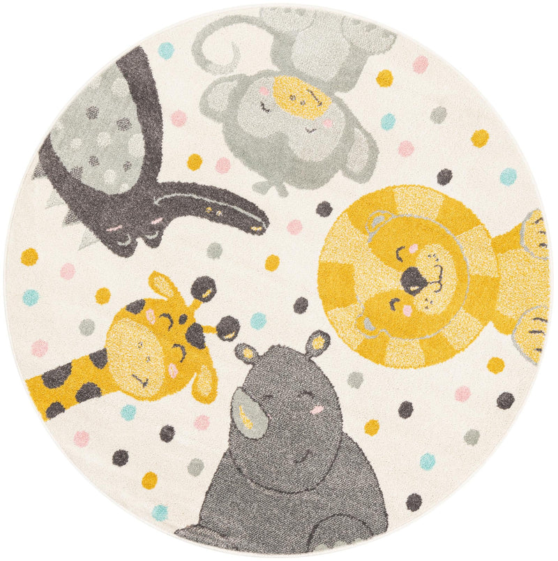 Wonder Tykes Collection Area Rug -  Whirlpool Round Ivory  lifestyle 2