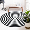 Sustainable Strands Indoor-Outdoor Oasis Collection Area Rug - Harborview Round Black and White  lifestyle 30