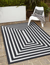 Sustainable Strands Indoor-Outdoor Oasis Collection Area Rug - Harborview Rectangle Black and White  lifestyle 22