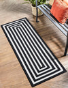 Sustainable Strands Indoor-Outdoor Oasis Collection Area Rug - Harborview Runner Black and White  lifestyle 59