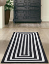 Sustainable Strands Indoor-Outdoor Oasis Collection Area Rug - Harborview Runner Black and White  lifestyle 65