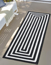 Sustainable Strands Indoor-Outdoor Oasis Collection Area Rug - Harborview Runner Black and White  lifestyle 69