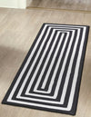 Sustainable Strands Indoor-Outdoor Oasis Collection Area Rug - Harborview Runner Black and White  lifestyle 72