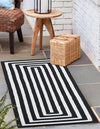 Sustainable Strands Indoor-Outdoor Oasis Collection Area Rug - Harborview Runner Black and White  lifestyle 81