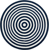 Sustainable Strands Indoor-Outdoor Oasis Collection Area Rug - Harborview Round Navy Blue and White  lifestyle 24
