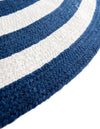 Sustainable Strands Indoor-Outdoor Oasis Collection Area Rug - Harborview Round Navy Blue and White  lifestyle 60