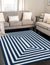 Sustainable Strands Indoor-Outdoor Oasis Collection Area Rug - Harborview Rectangle Navy Blue and White  lifestyle 4