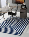 Sustainable Strands Indoor-Outdoor Oasis Collection Area Rug - Harborview Rectangle Navy Blue and White  lifestyle 5