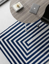 Sustainable Strands Indoor-Outdoor Oasis Collection Area Rug - Harborview Rectangle Navy Blue and White  lifestyle 33
