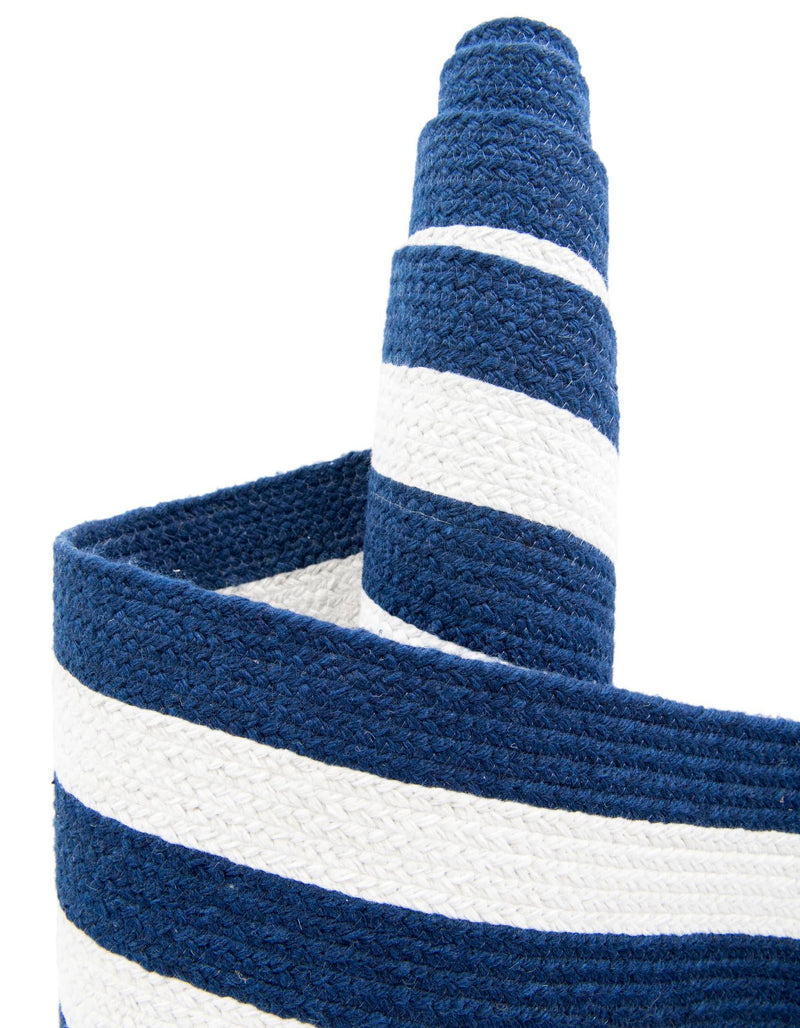 Sustainable Strands Indoor-Outdoor Oasis Collection Area Rug - Harborview Rectangle Navy Blue and White  lifestyle 18