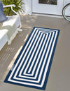 Sustainable Strands Indoor-Outdoor Oasis Collection Area Rug - Harborview Runner Navy Blue and White  lifestyle 29