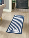 Sustainable Strands Indoor-Outdoor Oasis Collection Area Rug - Harborview Runner Navy Blue and White  lifestyle 38
