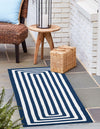 Sustainable Strands Indoor-Outdoor Oasis Collection Area Rug - Harborview Runner Navy Blue and White  lifestyle 40