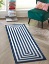 Sustainable Strands Indoor-Outdoor Oasis Collection Area Rug - Harborview Runner Navy Blue and White  lifestyle 42