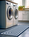 Sustainable Strands Indoor-Outdoor Oasis Collection Area Rug - Harborview Runner Navy Blue and White  lifestyle 46