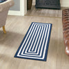 Sustainable Strands Indoor-Outdoor Oasis Collection Area Rug - Harborview Runner Navy Blue and White  lifestyle 93