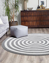 Sustainable Strands Indoor-Outdoor Oasis Collection Area Rug - Harborview Round Gray and White  lifestyle 66