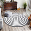 Sustainable Strands Indoor-Outdoor Oasis Collection Area Rug - Harborview Round Gray and White  lifestyle 119